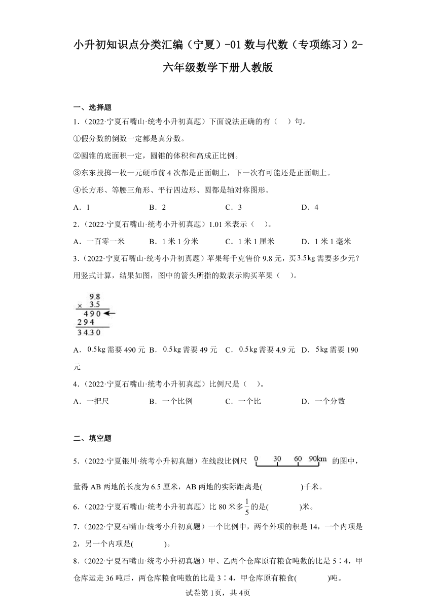 小升初知识点分类汇编（宁夏）-01数与代数（专项练习）2-六年级数学下册人教版（含解析）