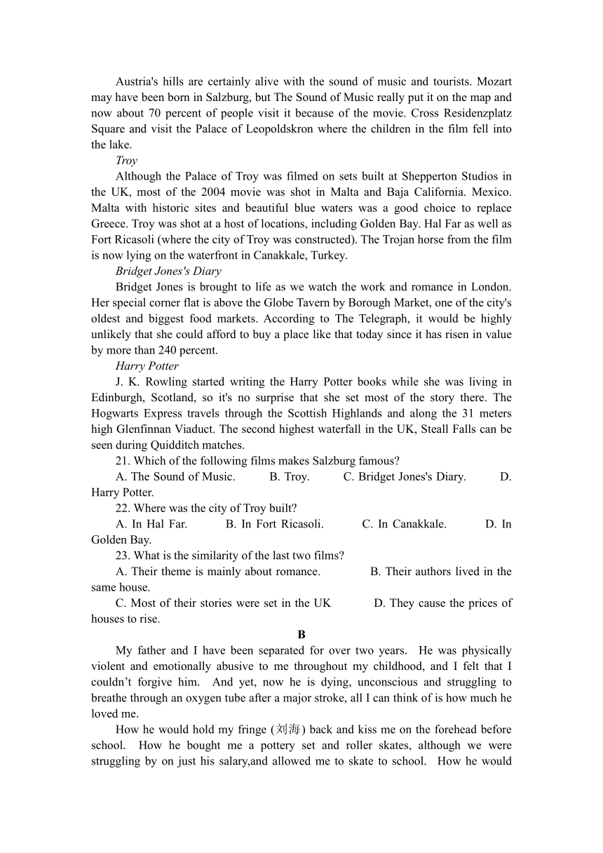 安徽省淮北市树人高中2020-2021学年高二下学期5月月考英语试卷 Word版含答案（无听力音频有文字材料）