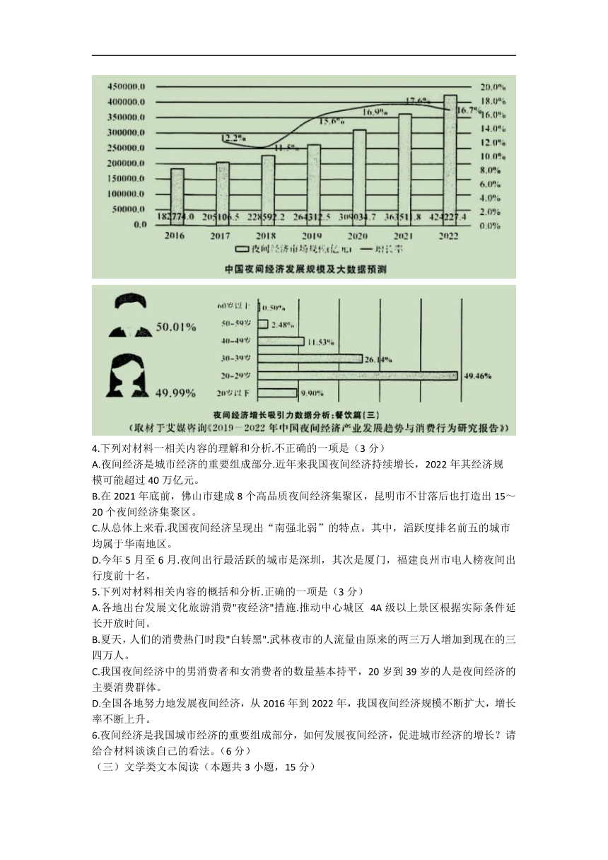 2023届陕西省榆林市第十高级中学校高三下学期3月高考仿真模拟（一）语文试题（含答案）