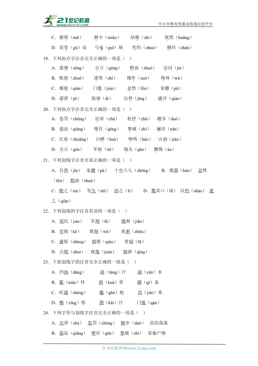 部编版七年级语文下册期末专题复习：字音字形（含解析）