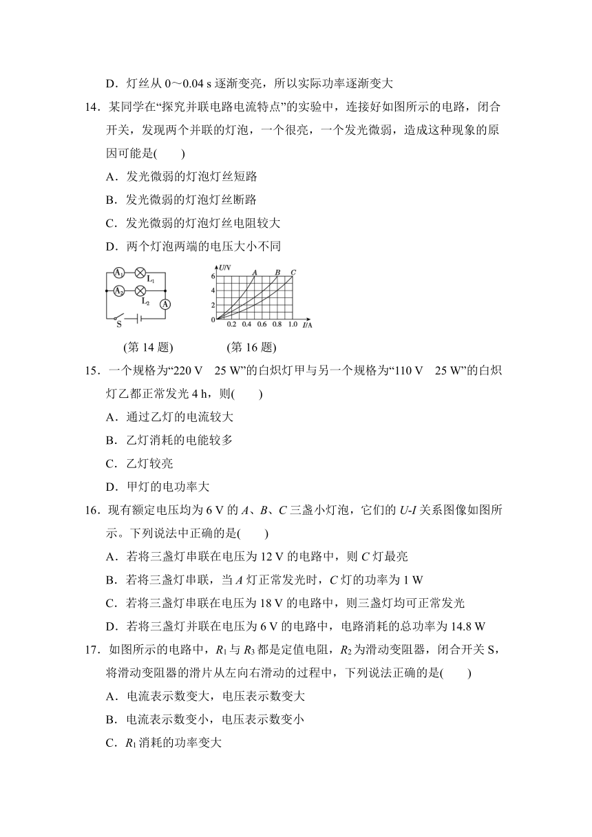 粤沪版物理九年级上册第十五章学情评估试题（含答案）