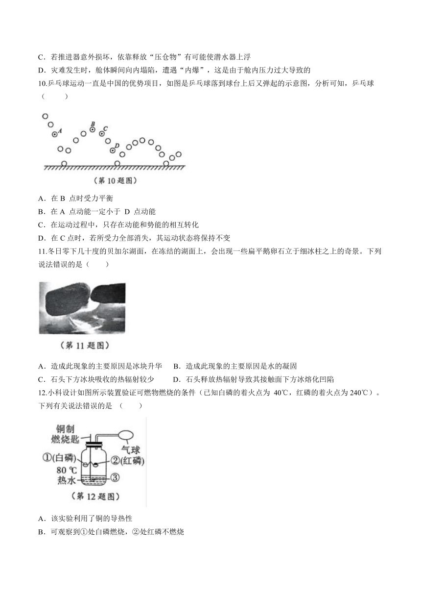 浙江省宁波市镇海区2024年初三模拟考试试卷 科学试卷（含答案）