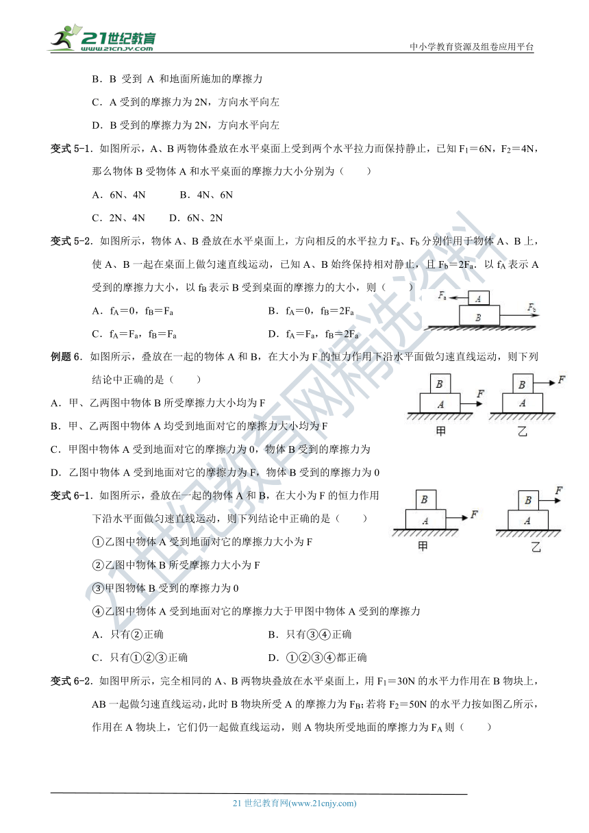 人教版初中物理八年级下册 8.3 摩擦力  专题训练（含解析）