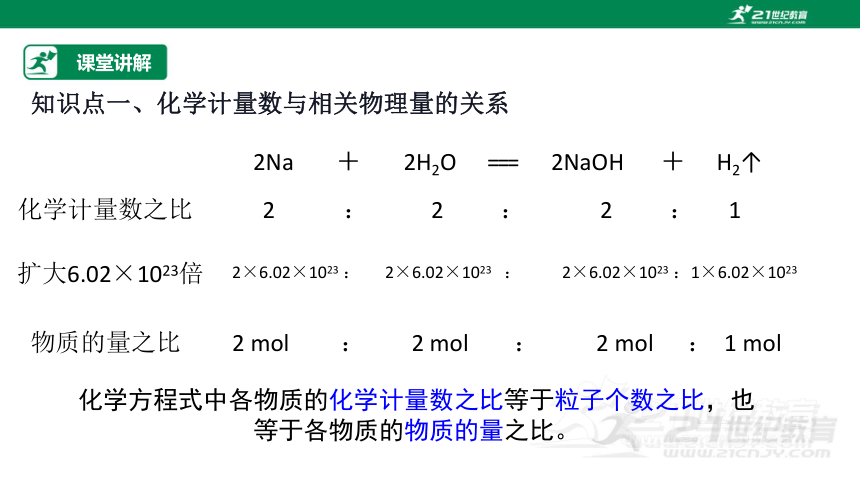 【高效备课】人教版（2019）化学必修一同步课件3.2.2物质的量在化学方程式计算中的应用