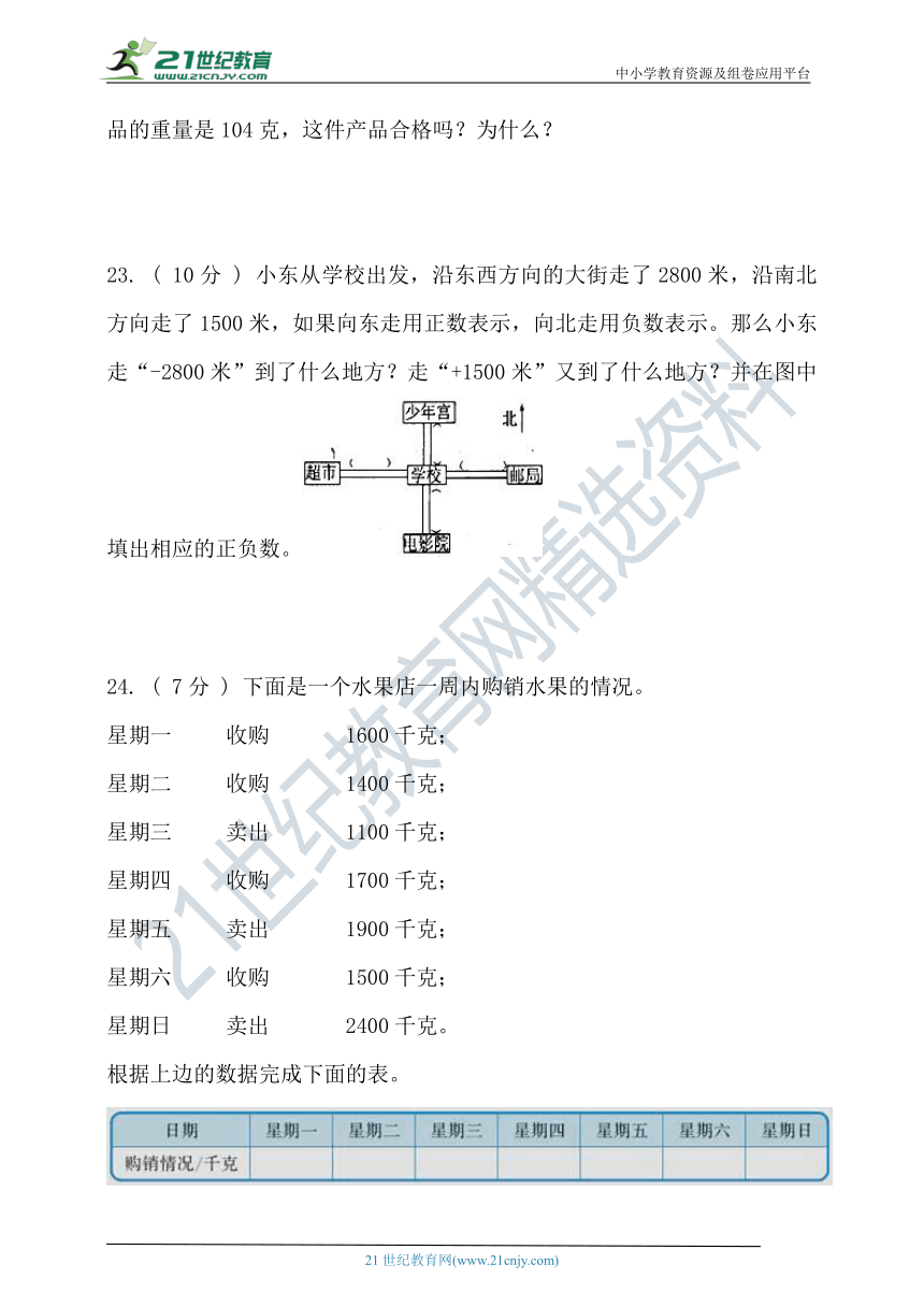 苏教版五年级数学上册第一单元负数的初步认识单元检测（含答案）