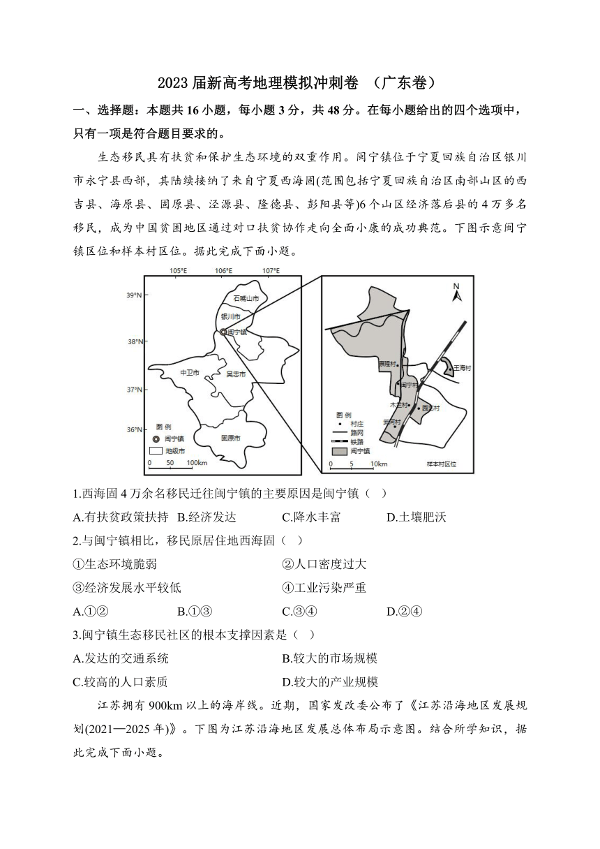 2023届新高考地理模拟冲刺卷（广东卷）（含解析）