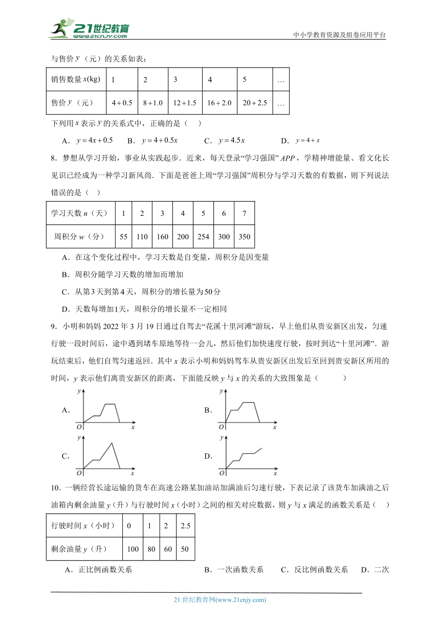 函数的三种表示方法-中考数学二轮知识梳理+专项练习（全国通用）