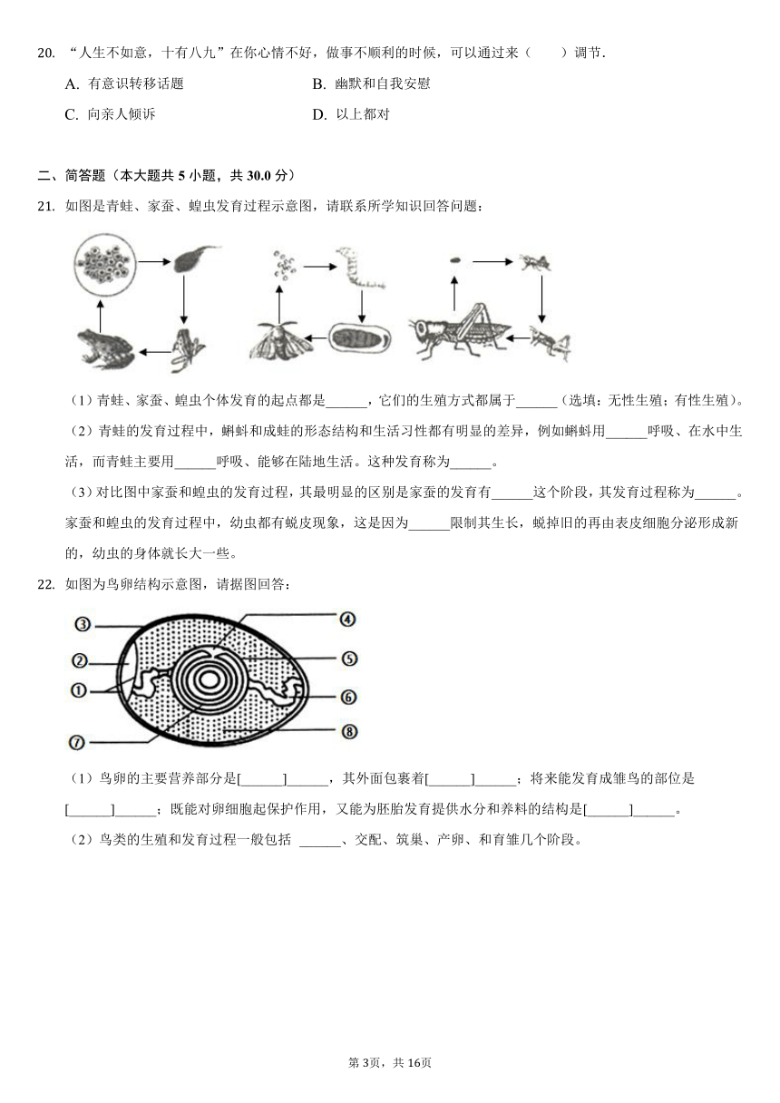 2020-2021学年河南省商丘市夏邑县八年级（下）期末生物试卷（word版，含解析）