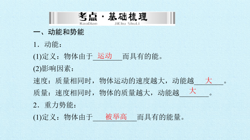 鲁科版（五四制）物理八年级下 第十章 机械能及其转化 复习 课件(共24张PPT)