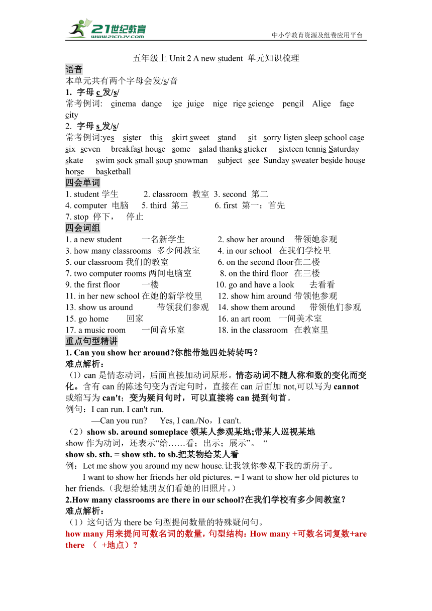 Unit 2 A new student 单元知识梳理