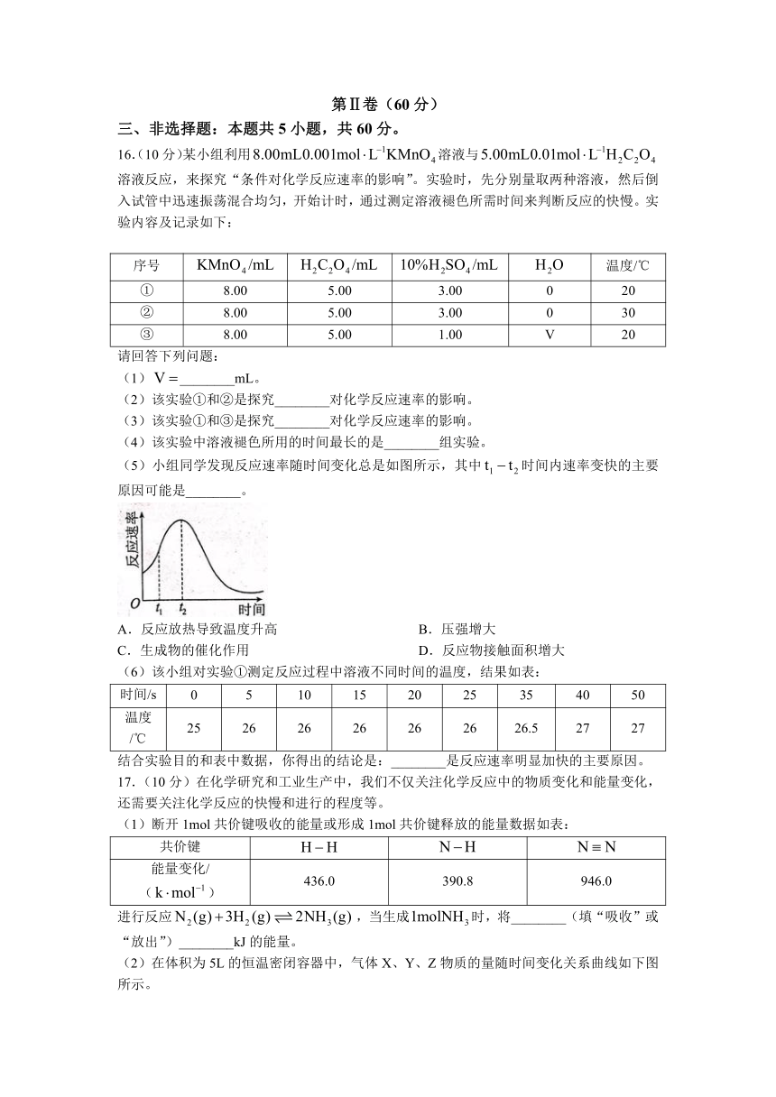 山东省聊城市重点中学2022-2023学年高一下学期期中考试化学试题（含答案）