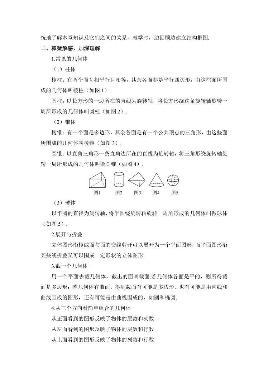 北师大版七年级数学上册 第一章 丰富的图形世界 回顾与思考教案