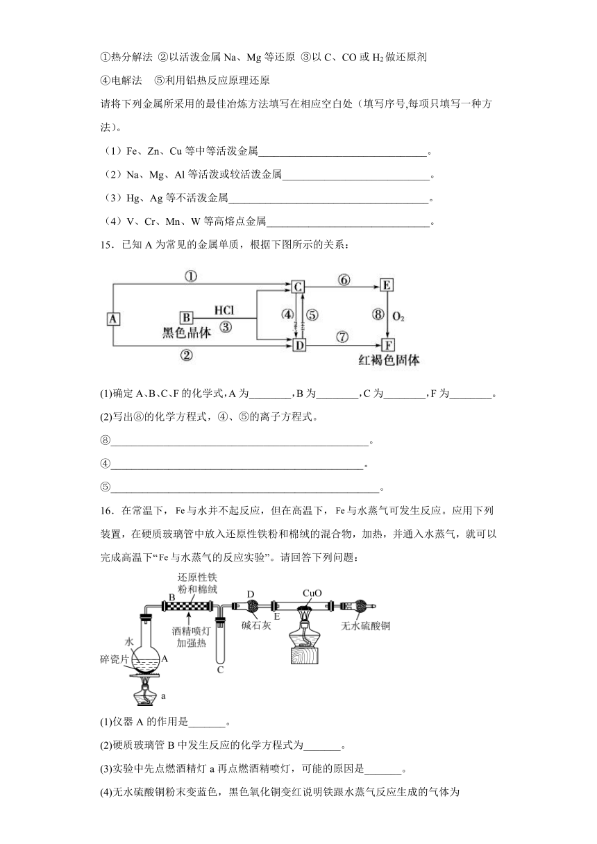 第三章 铁 金属材料 测试题（含解析） 高一上学期化学人教版（2019）必修第一册