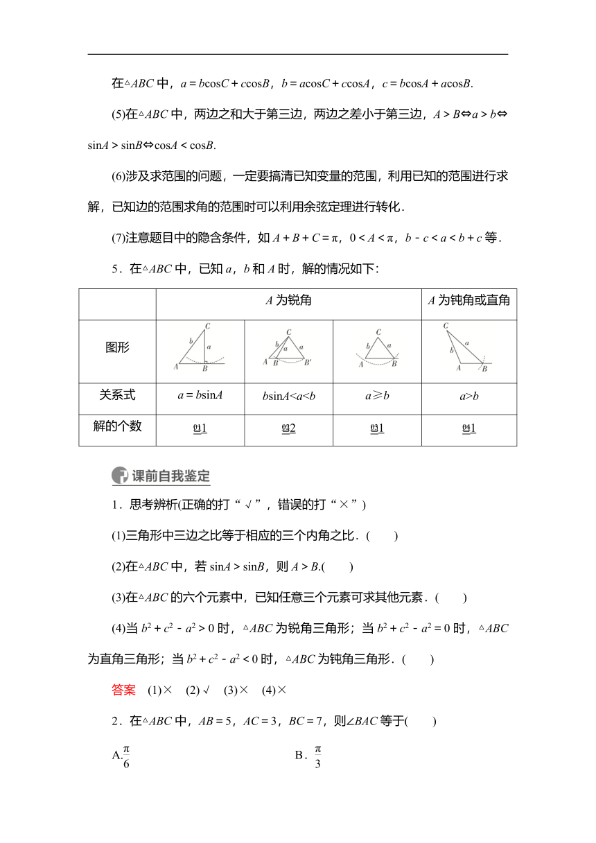 2023高考科学复习解决方案-数学(名校内参版) 第七章  7.4正弦定理、余弦定理（word含答案解析）