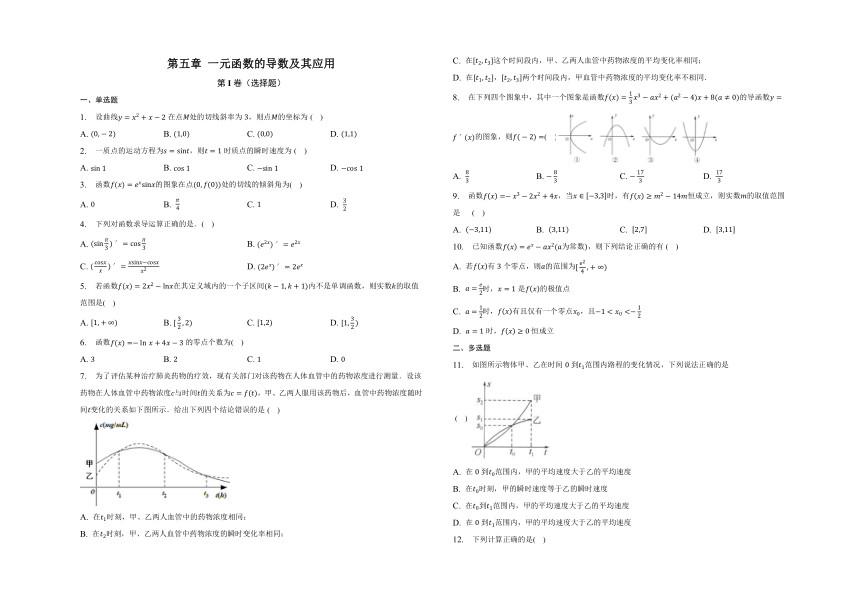 第五章 一元函数的导数及其应用 单元检测-2022-2023学年高二下学期数学人教A版（2019）选择性必修第二册（含答案）