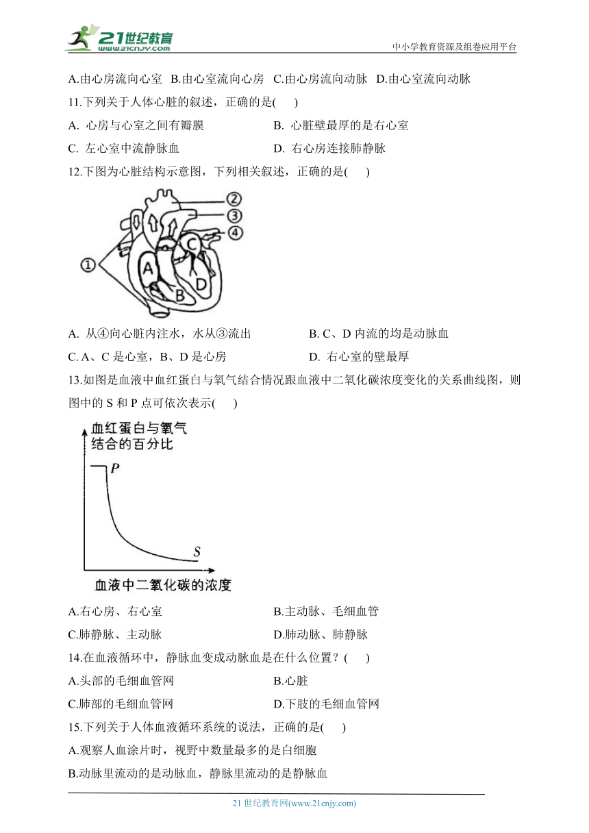 人教版生物七年级下册单元检测卷 第四单元第四章 人体内物质的运输（测基础）（含解析）