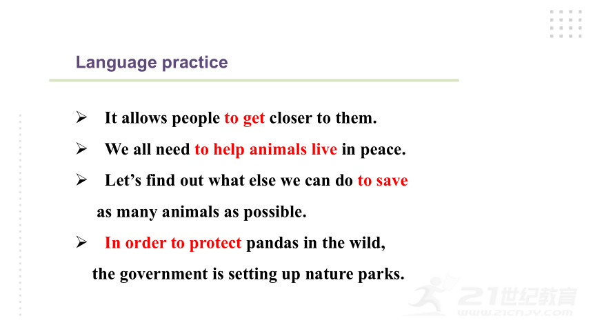 Module 6 Animals in danger. Unit 3 Language in use课件36张PPT