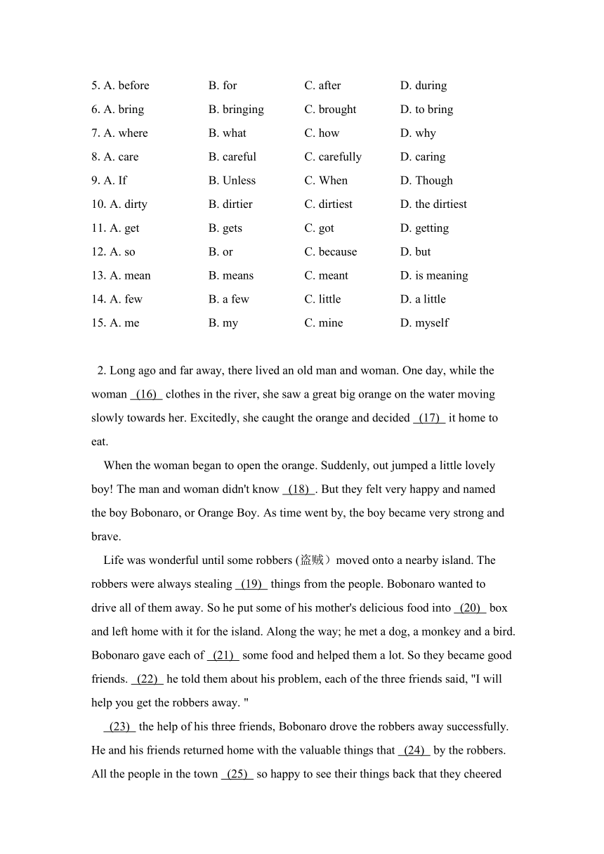 2024年译林版九年级英语中考模拟完形填空集锦（1）（含解析）