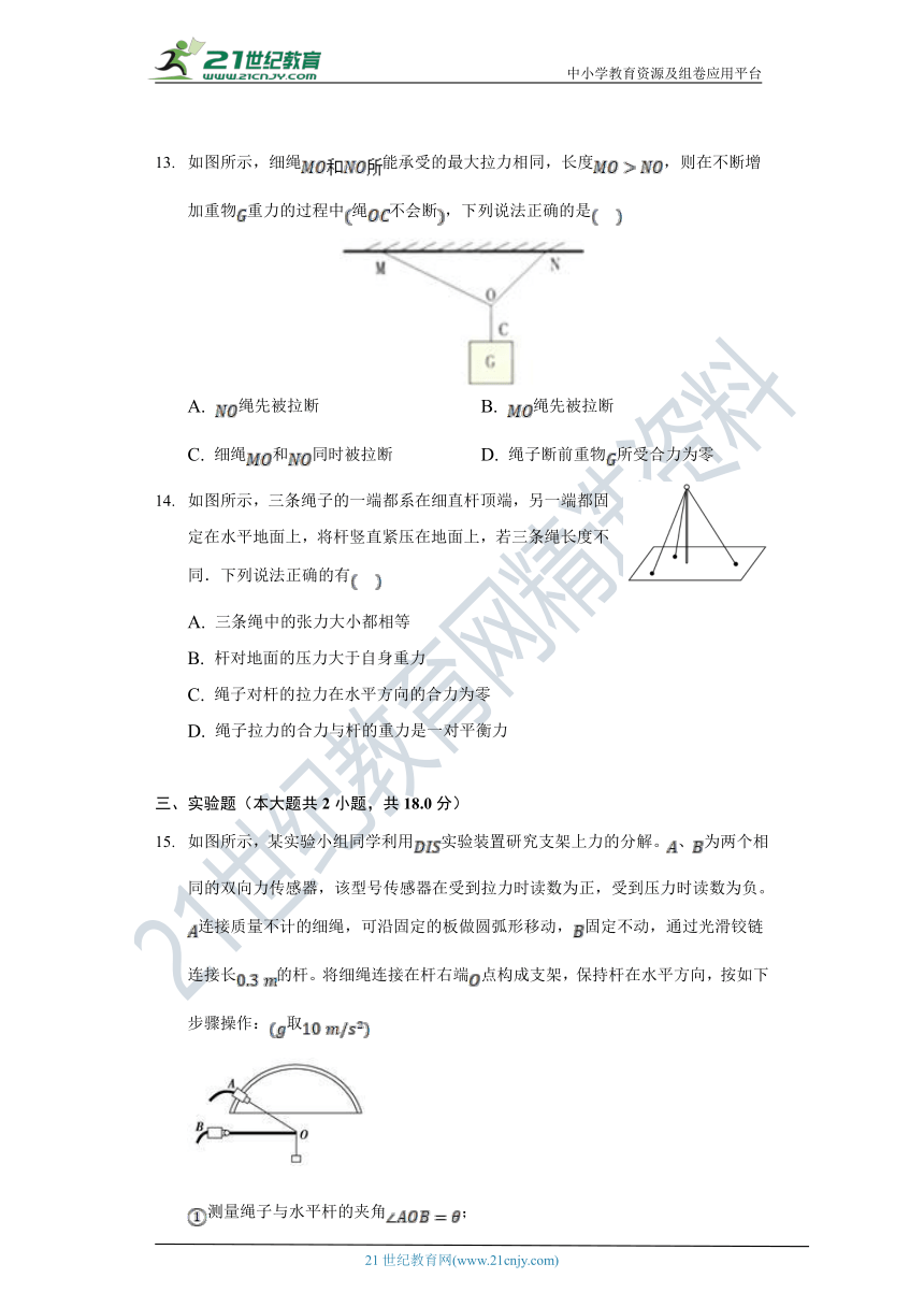 【教科版 (2019) 】3.5力的分解 高中物理必修一 同步课时练（含解析）