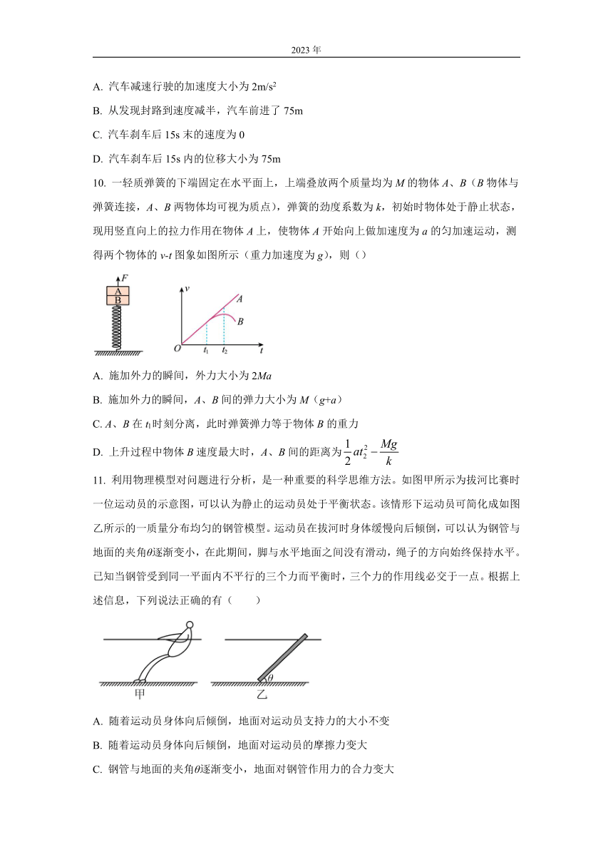 湖南省2022-2023学年高一下学期开年摸底联考物理试题（解析版）