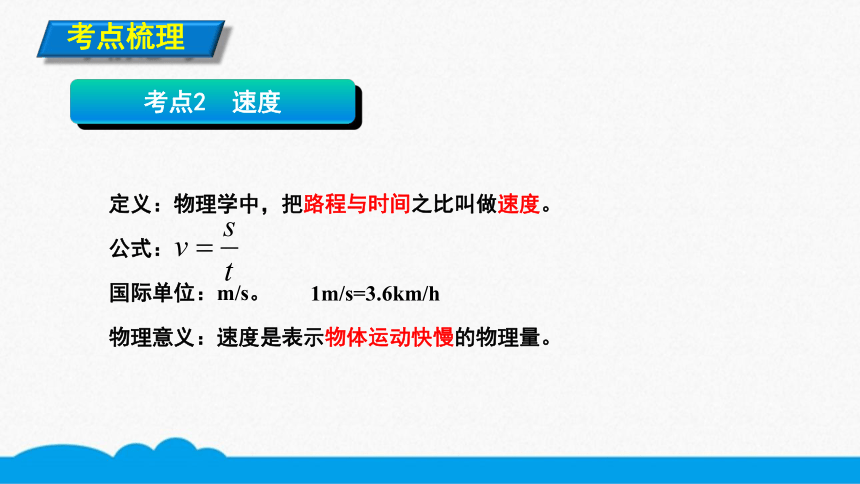 人教版物理八上知识点精讲-1.3.1速度   课件（8张ppt）