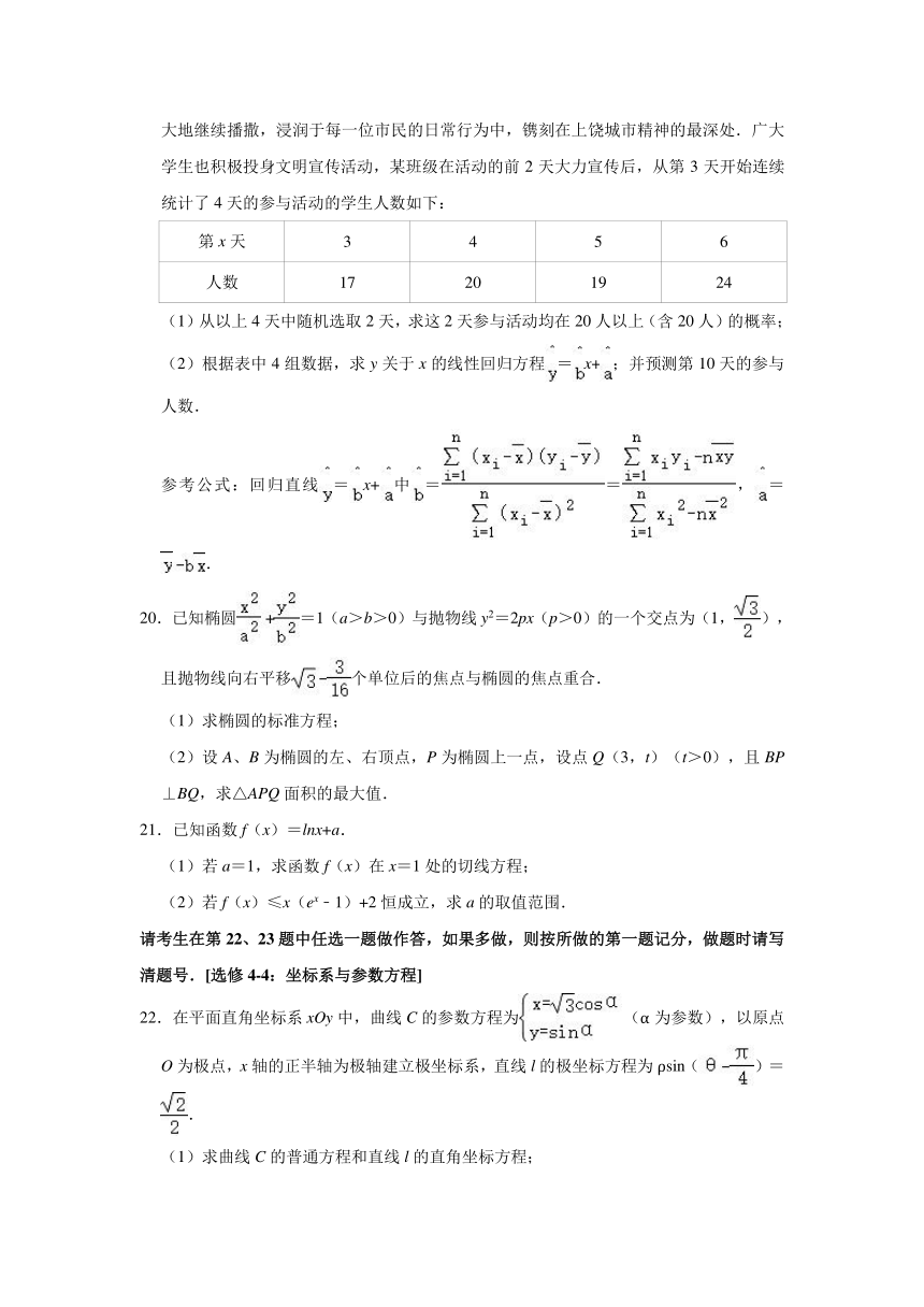 2021年江西省上饶市高考数学二模试卷（文科） （Word解析版）