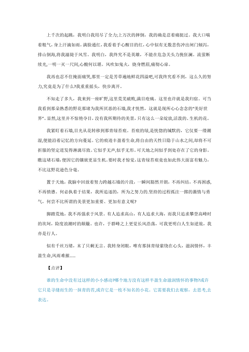 2022年江苏省盐城市中考作文《为“青绿苔痕”栏目写一篇文章》审题及例文赏析