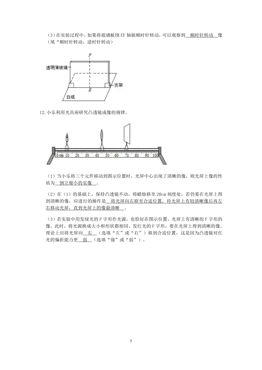 【备考2023】浙教版科学“冲刺重高”压轴训练（九）：光学【word，含答案】