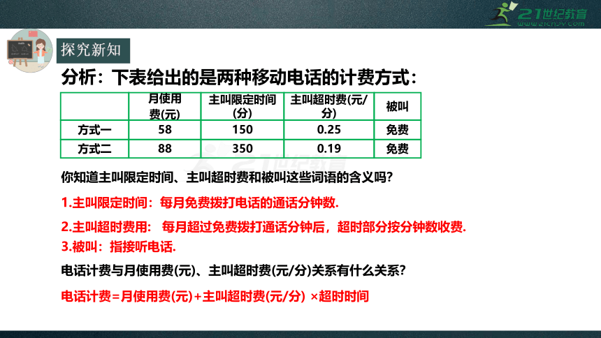 3.4实际问题与一元一次方程（第4课时）—方案设计问题(电话计费)  课件（共28张PPT）