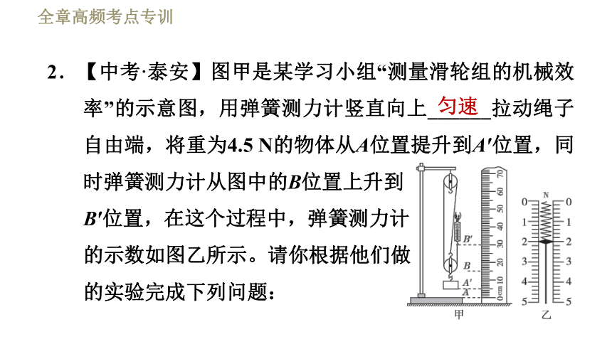 鲁科版八年级下册物理习题课件 第9章 全章高频考点专训  专训1  机械效率的测量（44张）