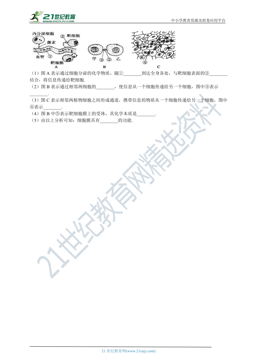 3.1 细胞膜—系统的边界   同步训练（含解析）