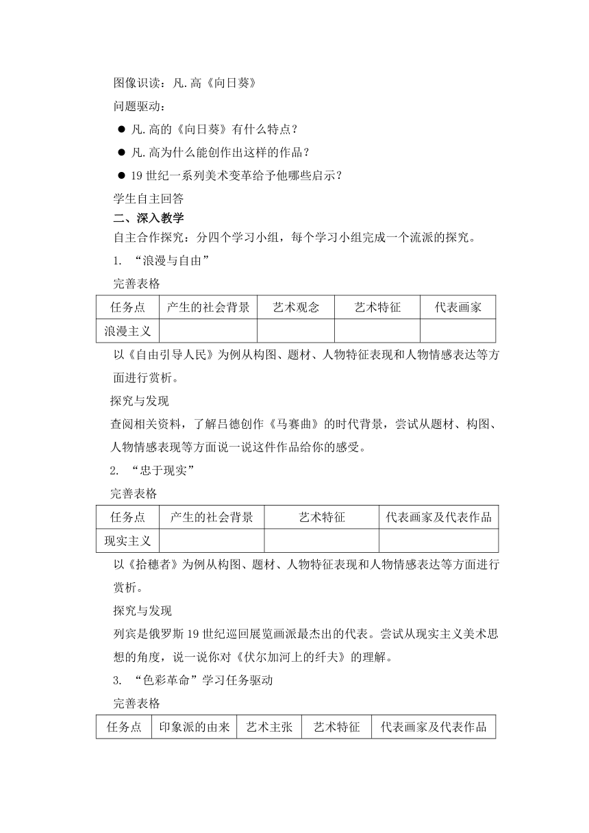 高中美术人教版（2019）美术鉴赏第16课变革与突破——19世纪西方美术 教案