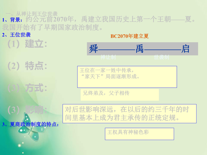 2021-2022学年人教版高中历史必修一第1课 夏、商、西周的政治制度 课件（共39张PPT）