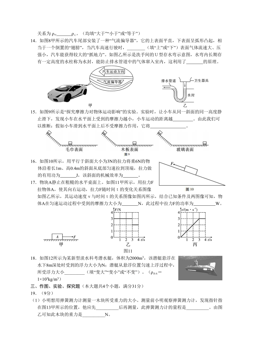 云南省昭通市2020-2021学年八年级下学期期末考试物理试题（word版含答案）