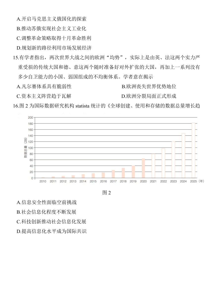 江苏省徐州市2022—2023学年高一下学期期末抽测历史试题（含答案）