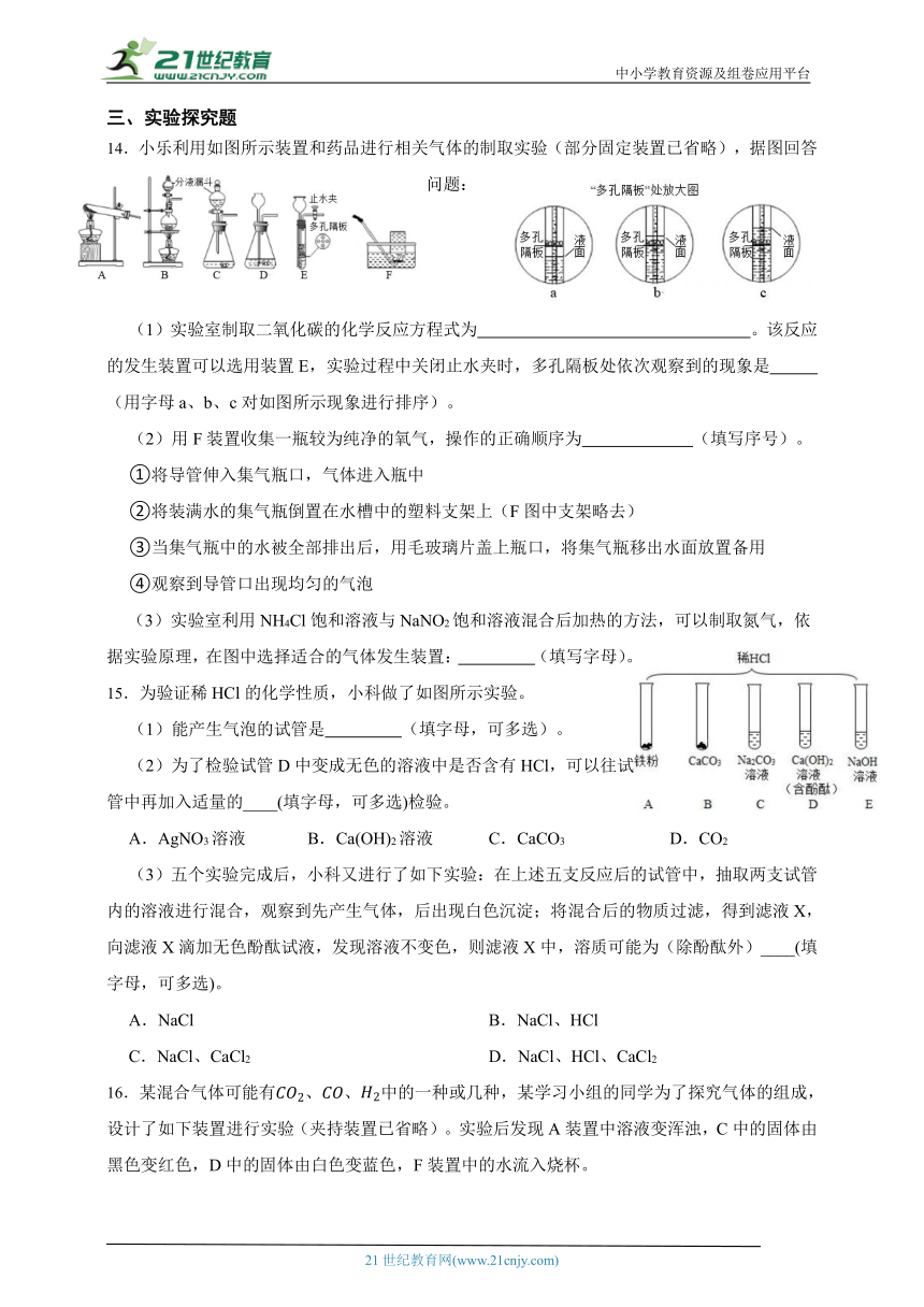 浙教版初三科学易错题强化练习（含答案）