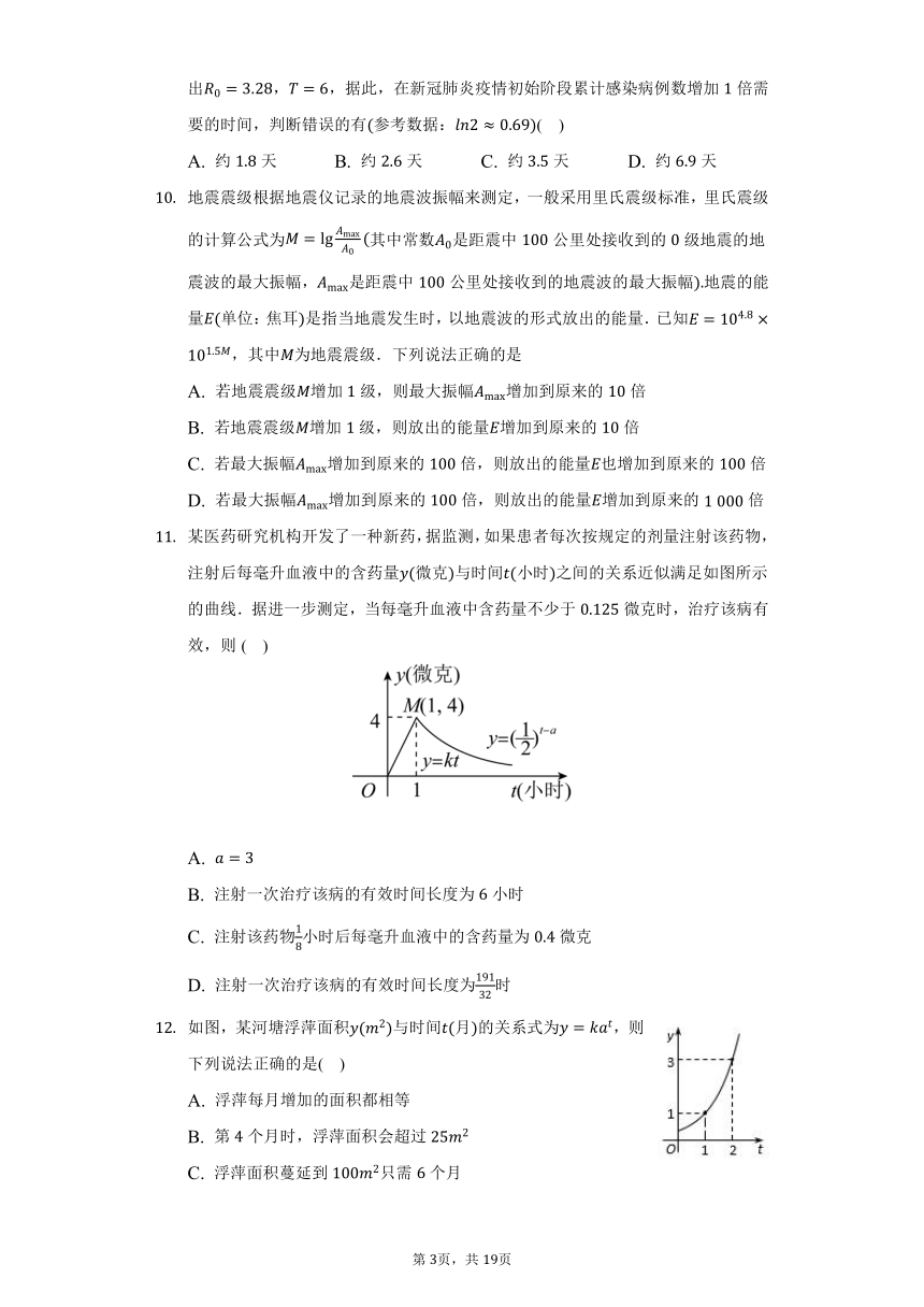 4.6函数的应用（二）  人教B版（2019）高中数学必修第二册同步练习（含答案解析）