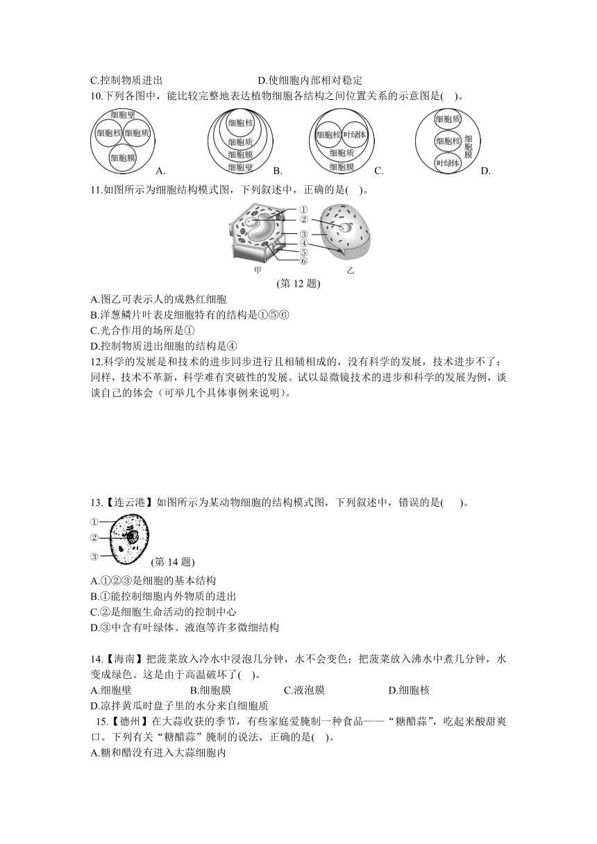 2.2 细胞 同步练习（3课时，含答案）