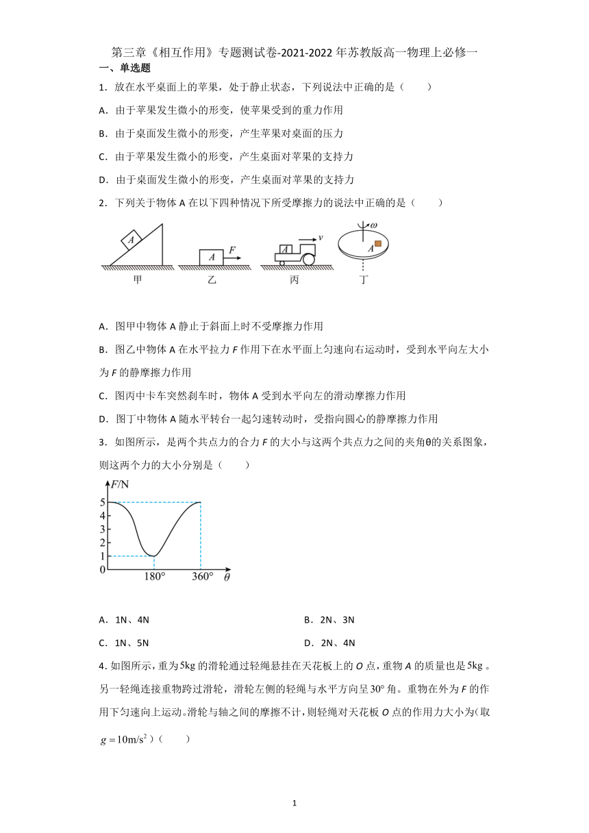 第三章 相互作用 专题测试卷-2021-2022学年高一上学期苏教版必修一word版含答案