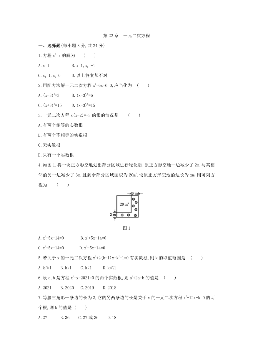 2020—2021学年华东师大版九年级数学上册第22章  一元二次方程   单元测试题（word版含答案）