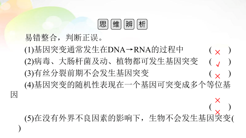 【备考2022一轮复习】必修2 第3单元 第1讲 基因突变和基因重组(共62张PPT）