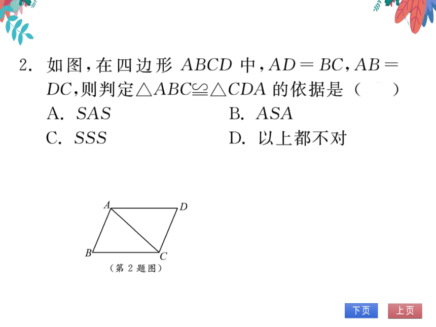 【沪科版】数学八年级上册 14.2三角形全等的判定3.三边分别相等的两个三角形 习题课件