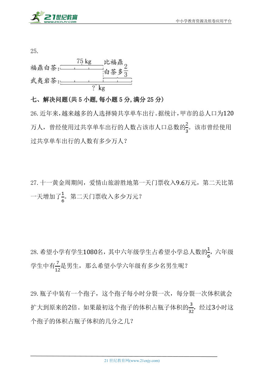 北师大版五年级数学下册第三单元《分数乘法》单元练习（含答案）