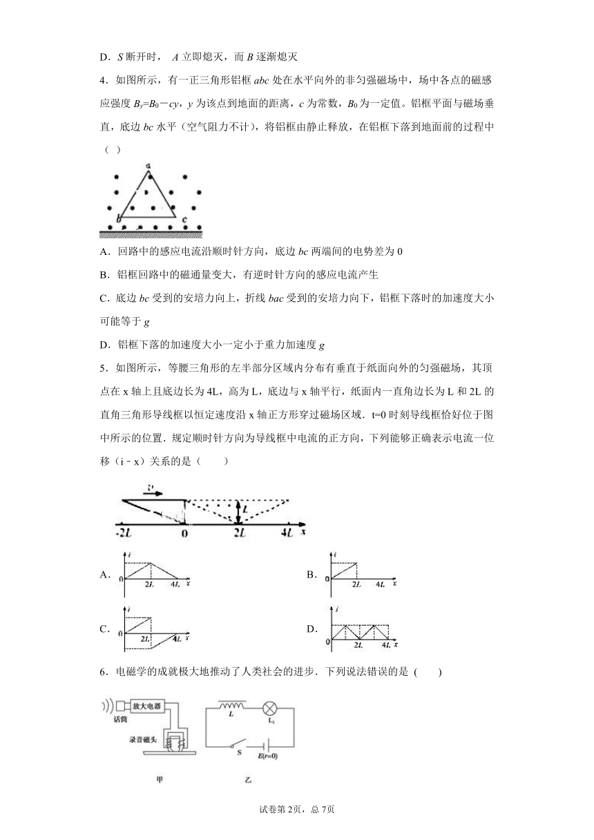 期末综合复习练习（十）—2020_2021学年高二下学期物理人教版（2019）选择性必修第二册（Word含答案）