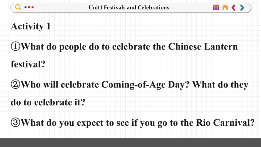 人教版（2019）必修 第三册Unit 1 Festivals and Celebrations Listening and Speaking课件(共19张PPT)