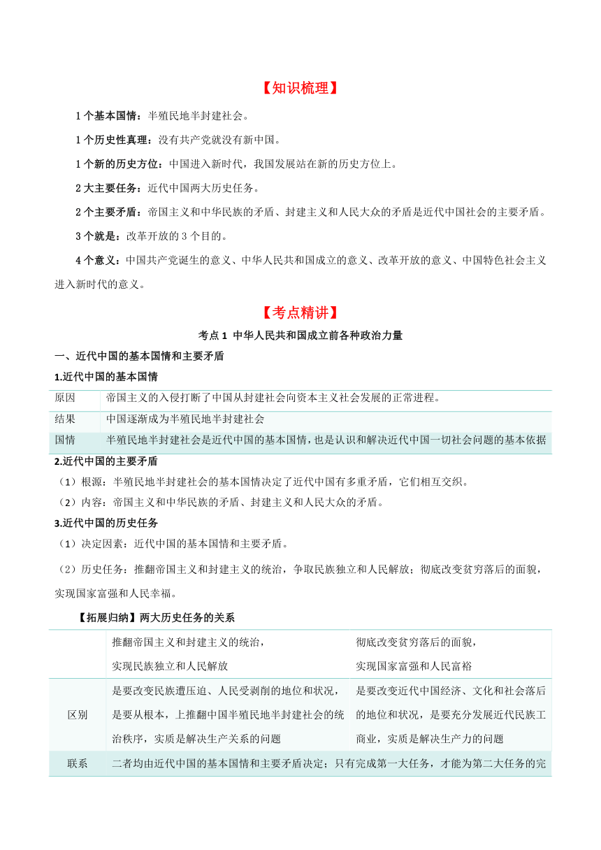 第一课 历史和人民的选择  学案-备战2024年高考政治一轮复习统编版必修三