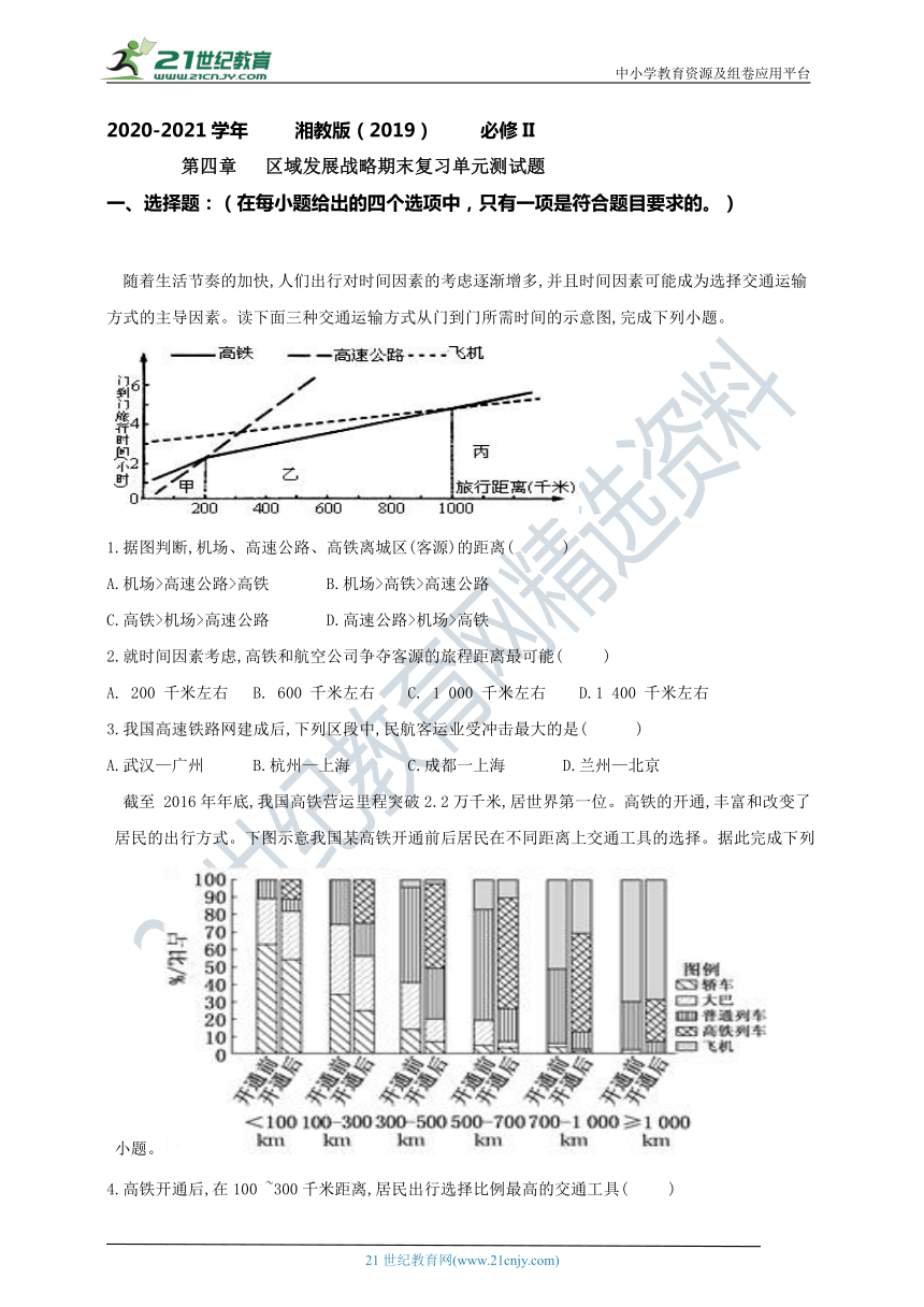 【 高一下期末复习】湘教版（2019）必修 第二册第四章 区域发展战略 单元测试卷（Word版，含答案解析）