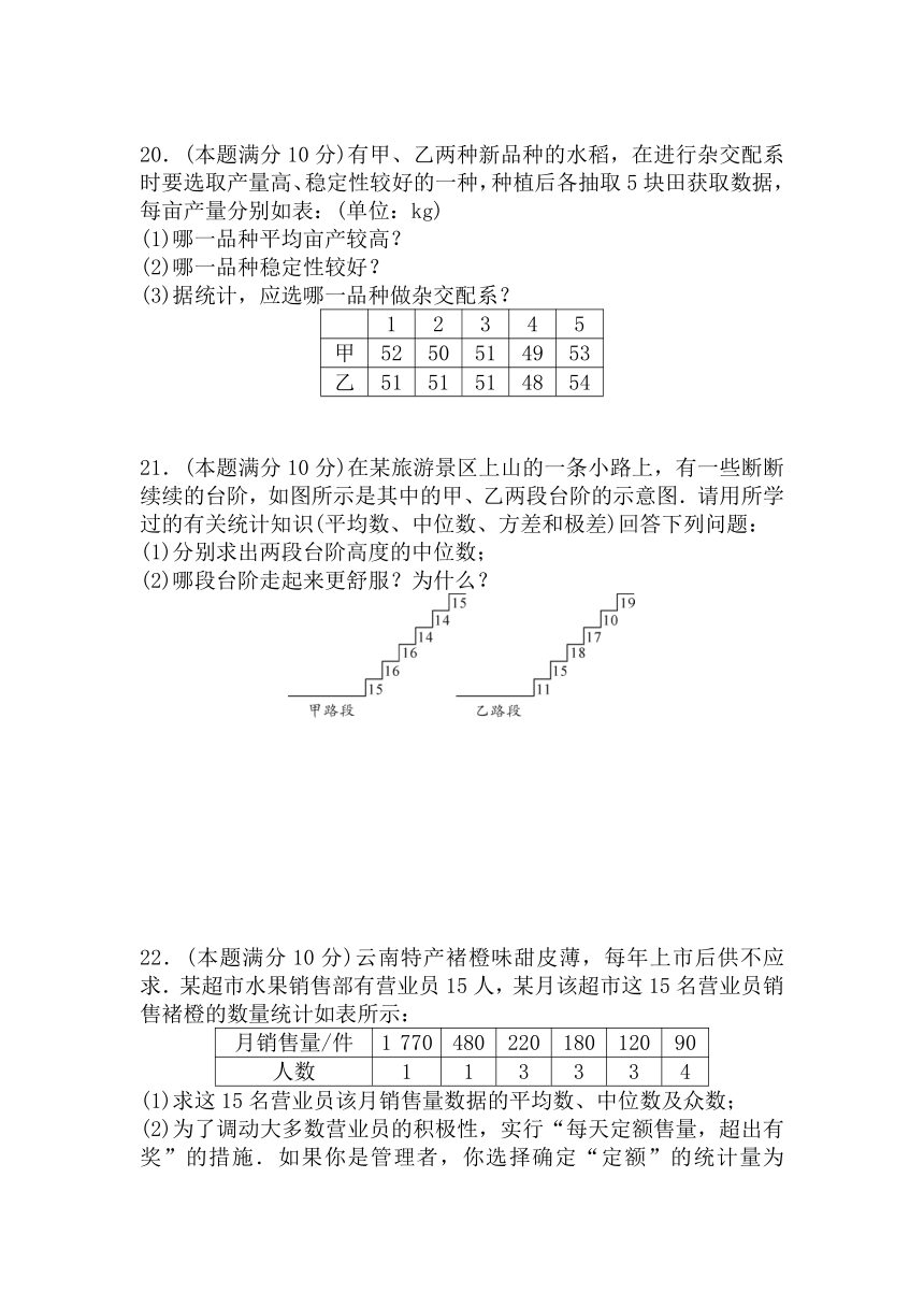 2021--2022学年人教版八年级数学下册第二十章数据的分析单元测试（Word版含答案）