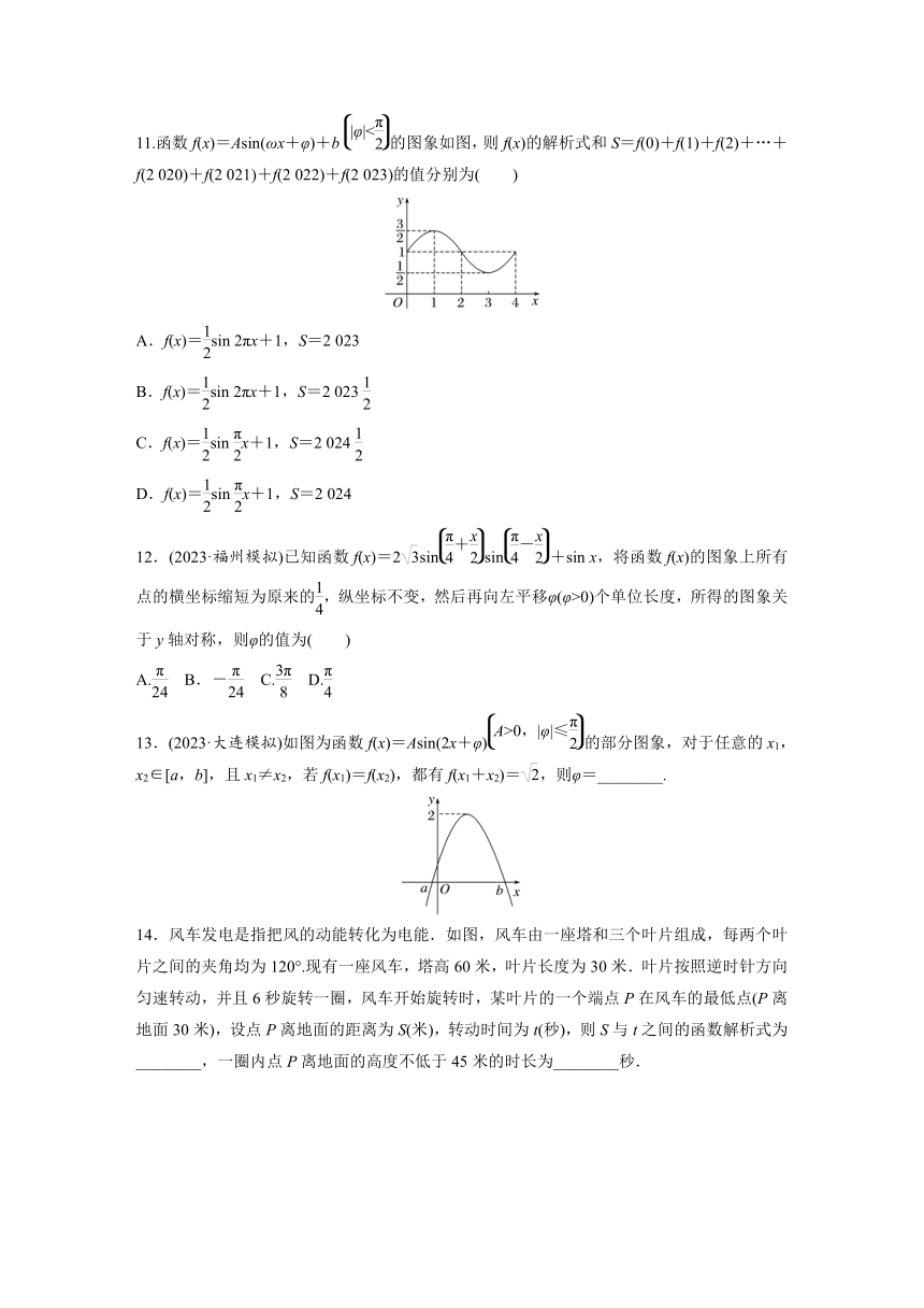 2024届高三数学一轮复习基础夯实练28：函数y＝Asin(ωx＋φ)（含答案）