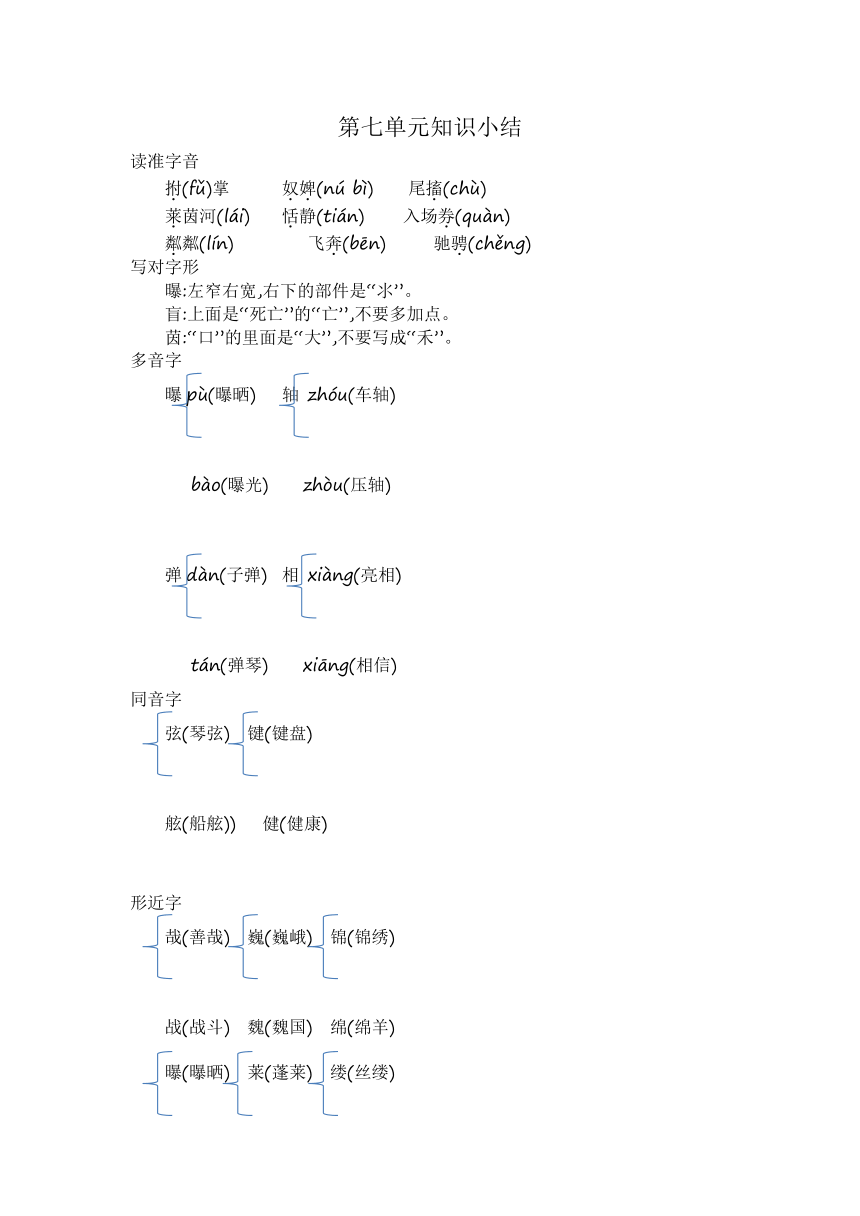 统编版六年级上册第七单元知识小结